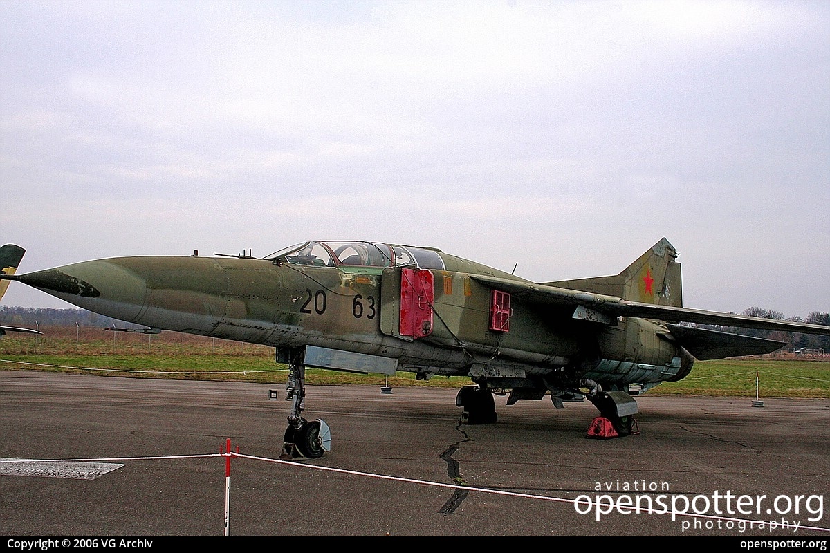 20+63 - German Air Force (Luftwaffe) Mikoyan-Gurevich MiG-23UB Flogger-C at RAF Gatow (GWW/EDBG) taken by VG Archiv | openspotter.org | ID: 69417