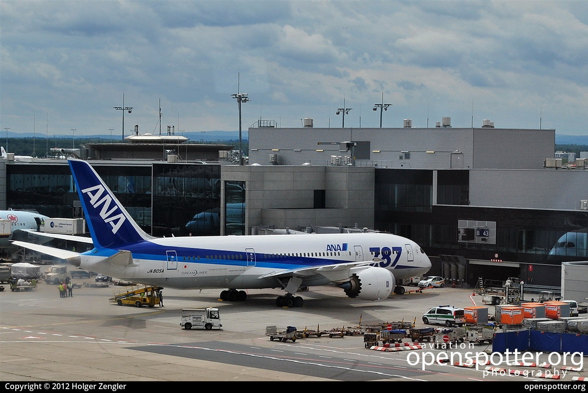 JA805A - All Nippon Airways Boeing 787-881 Dreamliner at Frankfurt International Airport (FRA/EDDF) taken by Holger Zengler | openspotter.org | ID: 12428