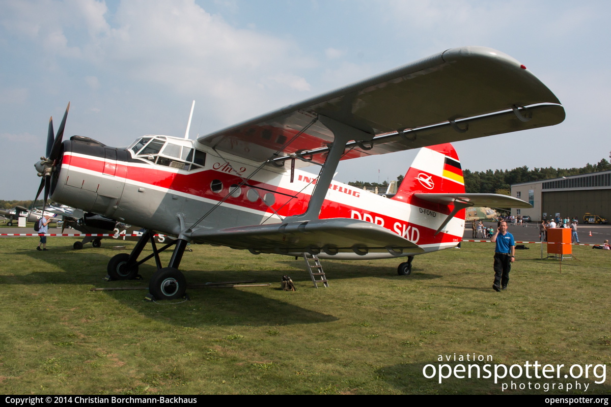 D-FOND - Private / Untitled Antonov An-2TP (PZL An-2TP) at RAF Gatow (GWW/EDBG) taken by Christian Borchmann-Backhaus | openspotter.org | ID: 18204