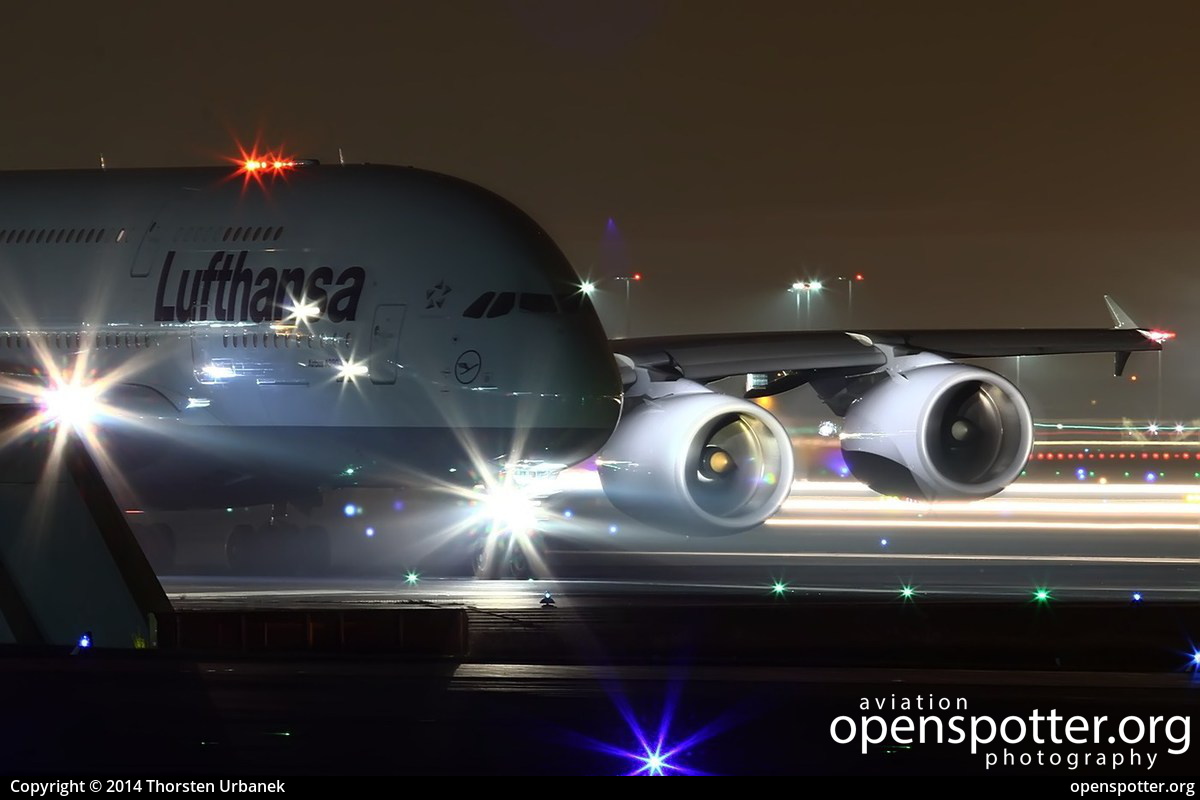 D-AIMA - Lufthansa Airbus A380-841 at Frankfurt International Airport (FRA/EDDF) taken by Thorsten Urbanek | openspotter.org | ID: 13201