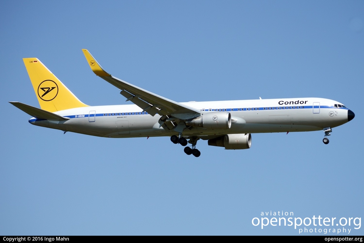 D-ABUM - Condor Boeing 767-31B(ER) at Frankfurt International Airport (FRA/EDDF) taken by Ingo Mahn | openspotter.org | ID: 40271