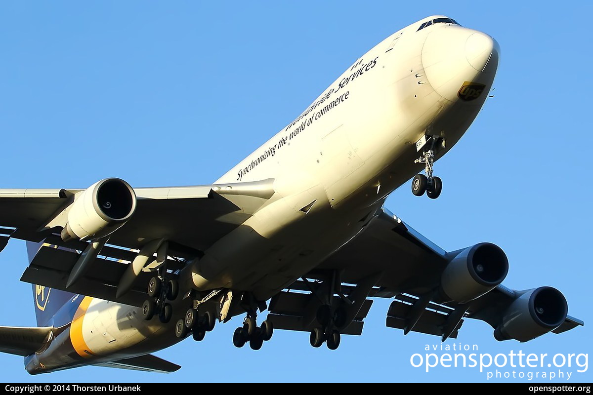 N583UP - United Parcel Service Boeing 747-4R7F at Cologne Bonn Airport (Köln/Bonn - Konrad Adenauer) (CGN/EDDK) taken by Thorsten Urbanek | openspotter.org | ID: 12529