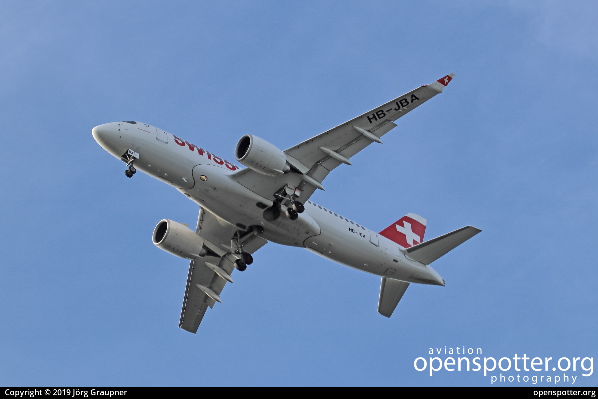 HB-JBA - Swiss Bombardier CSeries CS100 (BD-500-1A10) at Frankfurt International Airport (FRA/EDDF) taken by Jörg Graupner | openspotter.org | ID: 64427