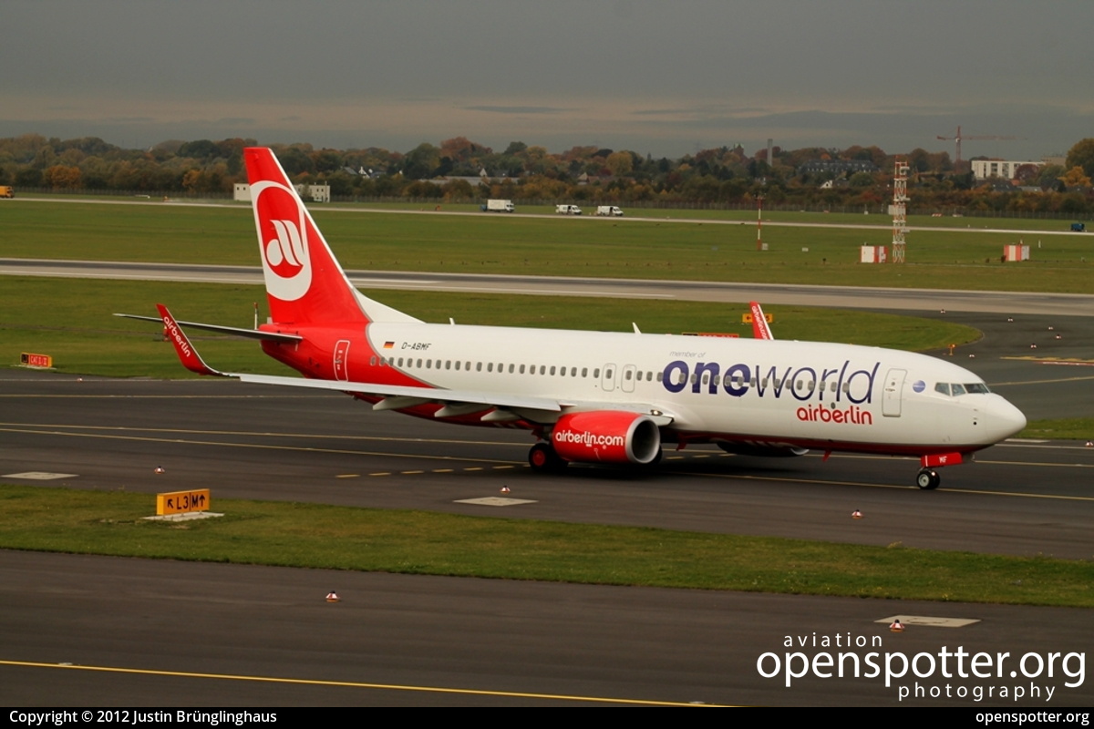 D-ABMF - Air Berlin Boeing 737-86J(WL) at Düsseldorf International Airport (DUS/EDDL) taken by Justin Brünglinghaus | openspotter.org | ID: 4766