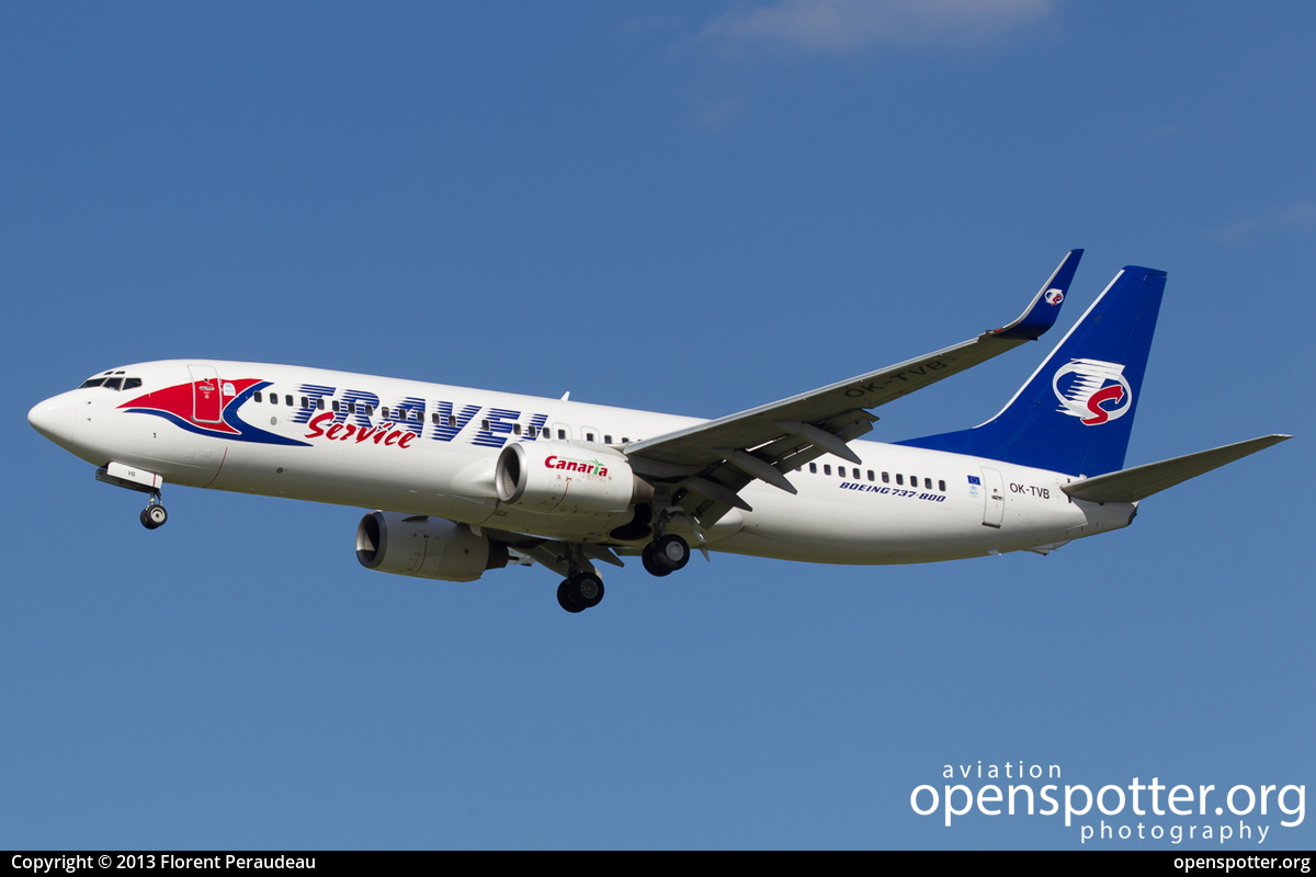 OK-TVB - Travel Service Boeing 737-8CX(WL) at Toulouse Blagnac International Airport (TLS/LFBO) taken by Florent Peraudeau | openspotter.org | ID: 7124