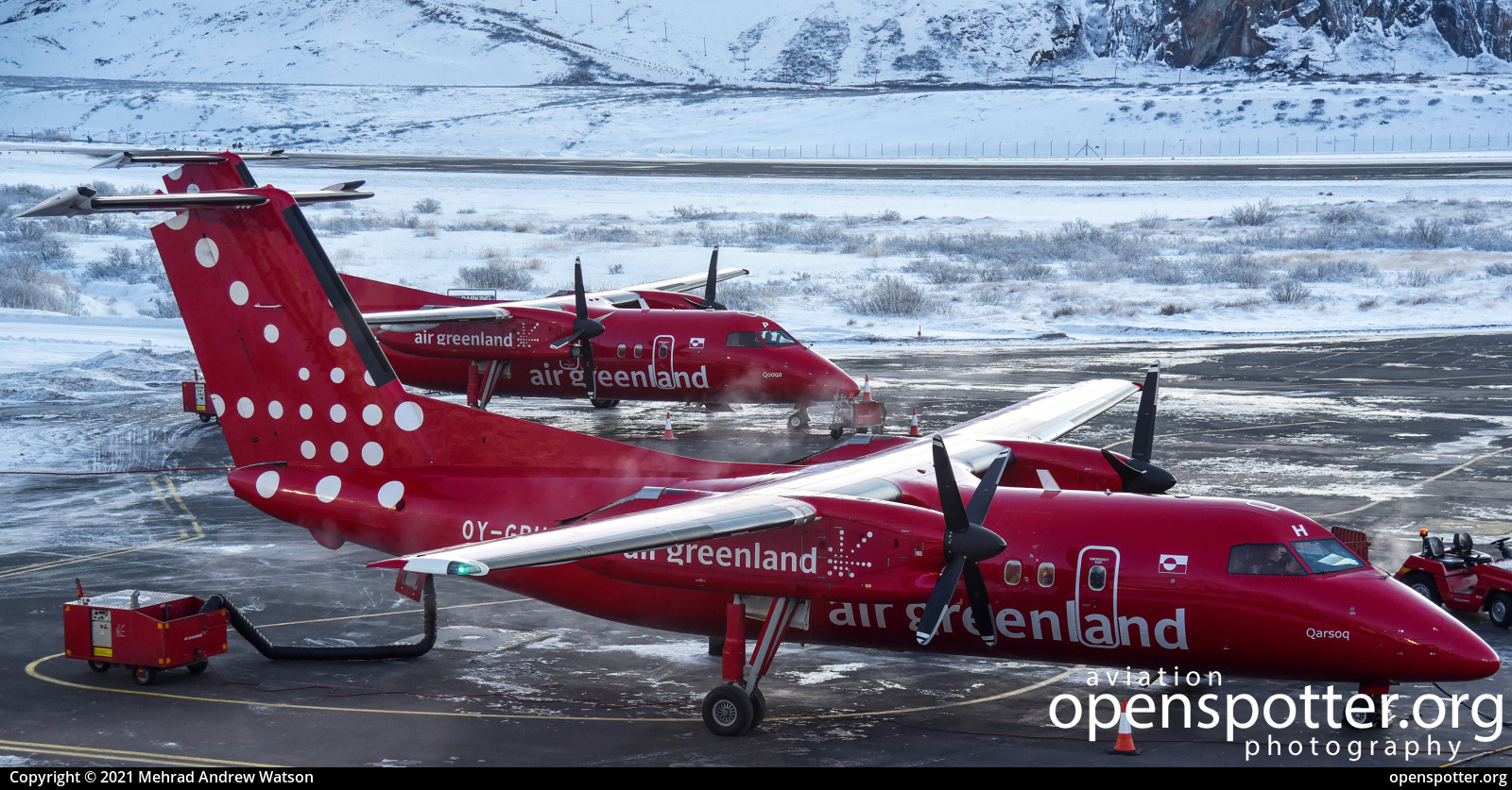 OY-GRH - Air Greenland De Havilland Canada DHC-8-202Q Dash 8 at Kangerlussuaq Airport (SFJ/BGSF) taken by Mehrad Andrew Watson | openspotter.org | ID: 75625