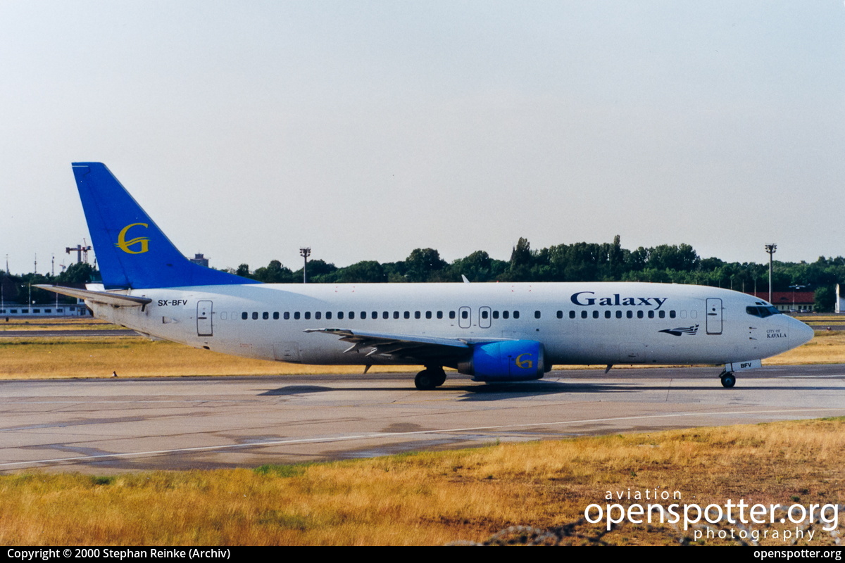 SX-BFV - Galaxy Air Boeing 737-430 at Berlin-Tegel Airport (TXL/EDDT) taken by Stephan Reinke (Archiv) | openspotter.org | ID: 2356