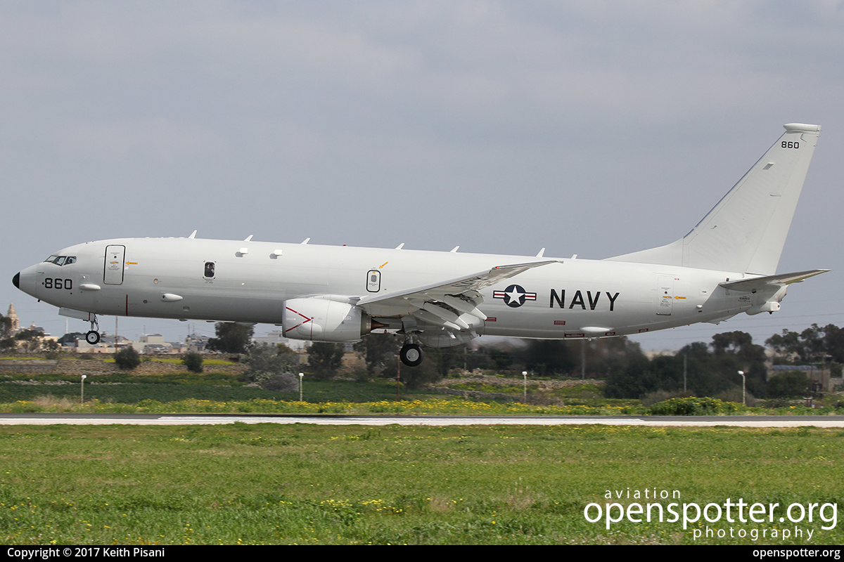 168860 - US Navy (USN) Boeing P-8A Poseidon at Malta International Airport (Luqa Airport) (MLA/LMML) taken by Keith Pisani | openspotter.org | ID: 38434
