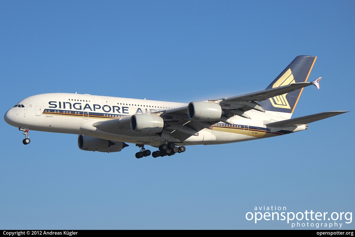 9V-SKB - Singapore Airlines Airbus A380-841 at Frankfurt International Airport (FRA/EDDF) taken by Andreas Kügler | openspotter.org | ID: 4877
