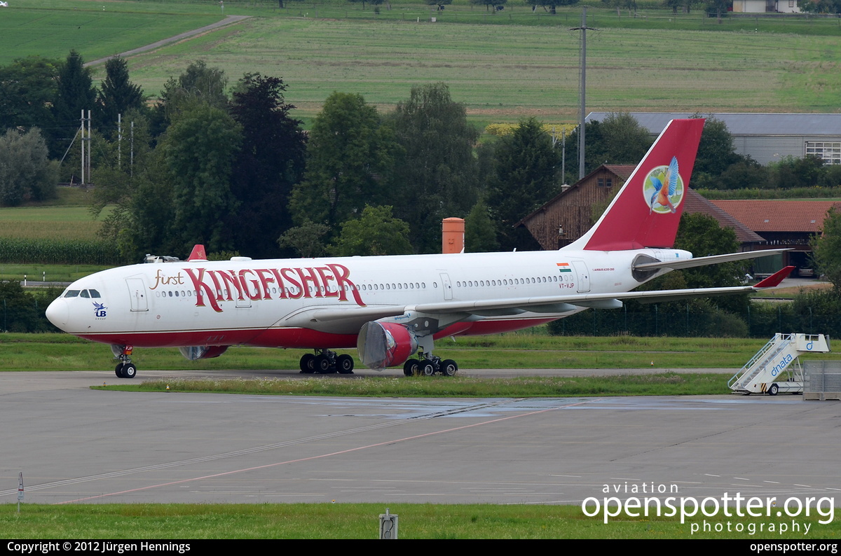 VT-VJP - Kingfisher Airlines Airbus A330-223 at Zurich International Airport (ZRH/LSZH) taken by Jürgen Hennings | openspotter.org | ID: 32809