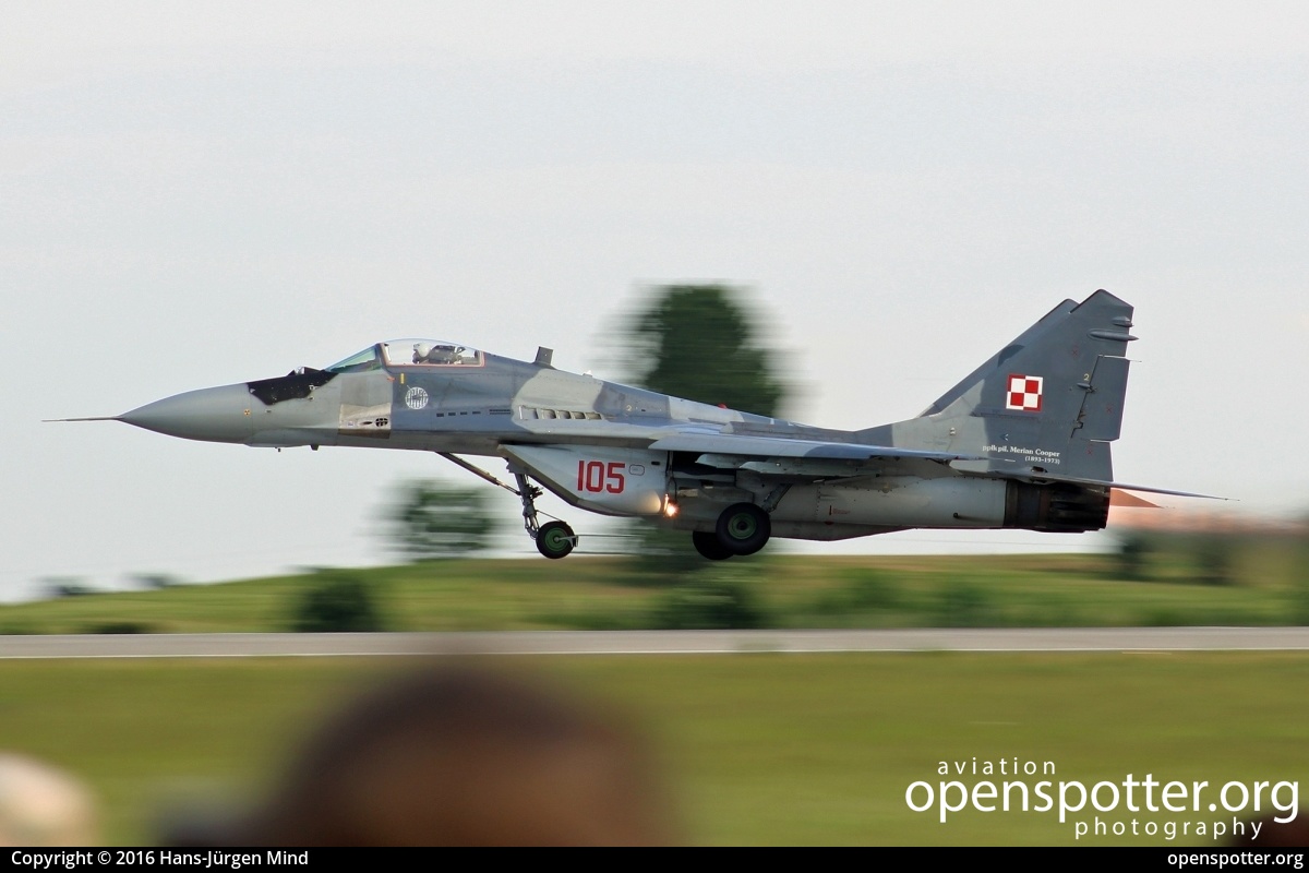 105 - Polish Air Force Mikoyan-Gurevich MiG-29A (9-12A) Fulcrum at Berlin-Schönefeld International Airport (SXF/EDDB) taken by Hans-Jürgen Mind | openspotter.org | ID: 41810